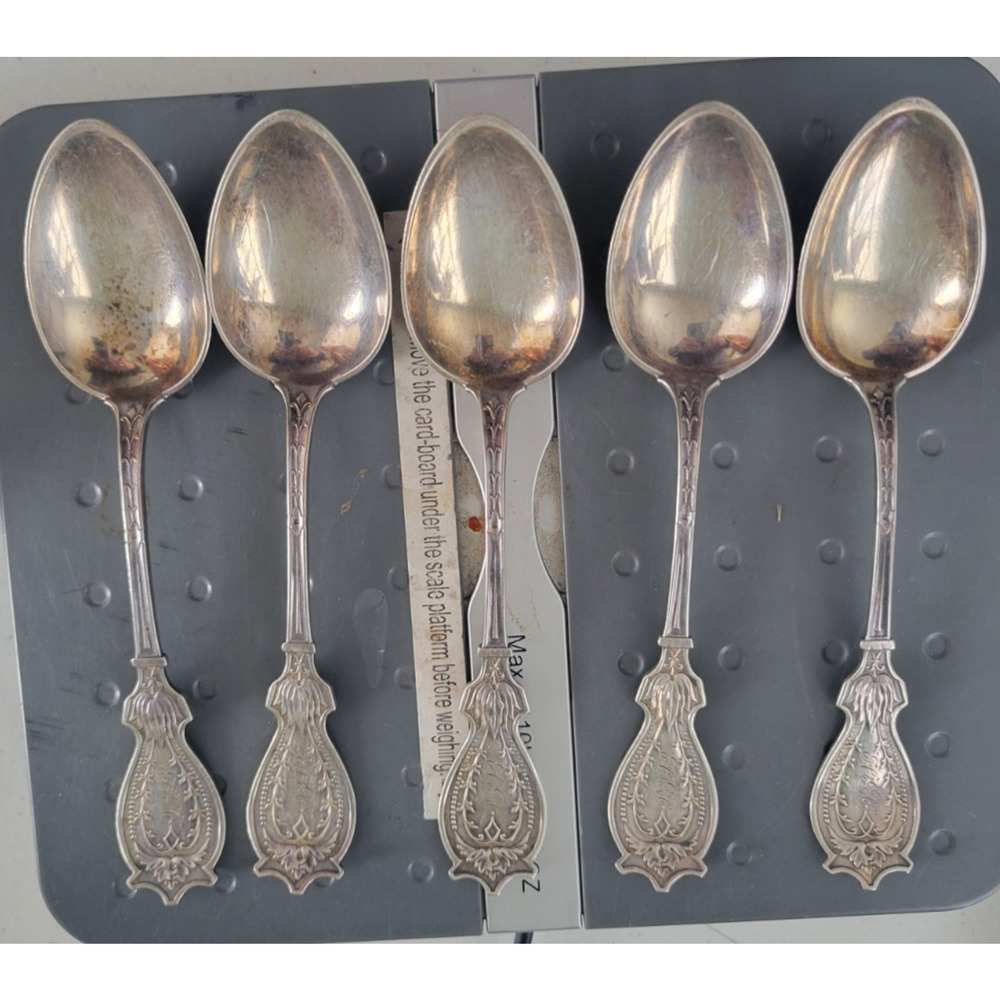Schulz and Fischer Sterling set of 5 spoons TSPN Faralone 5oz